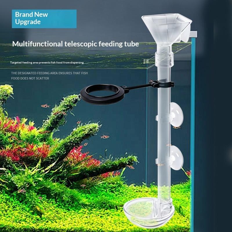 Aquarium Fish Food - Tube d'alimentation télescopique pour aquarium, mangeoire