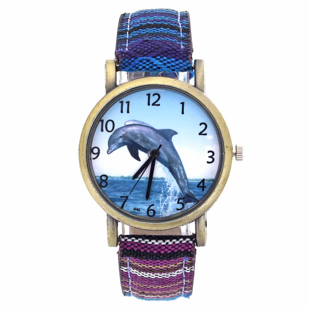 Aquarium Fish Dolphin - DolDave-Montre à quartz analogique avec bracelet
