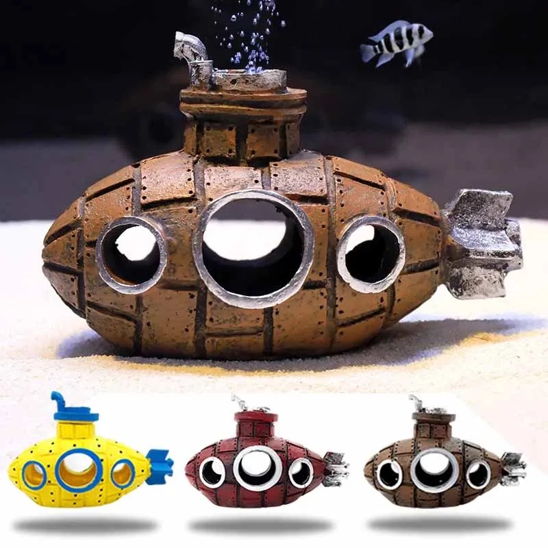 Aquarium Fish Hiding Places - Ornements sous-marins en résine pour aquarium,